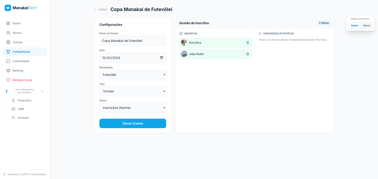 Detalhes Competição